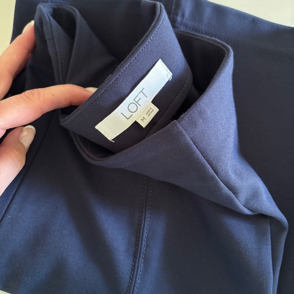 LOFT Navy Wide Leg Women's Ponte Pants - Picture 2 of 4